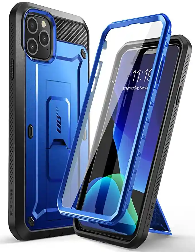SUPCASE Capa para celular Unicorn Beetle Pro Series projetada para iPhone 11 Pro Max 6,5 polegadas (versão 2019), protetor de tela integrado com coldre robusto (azul royal)