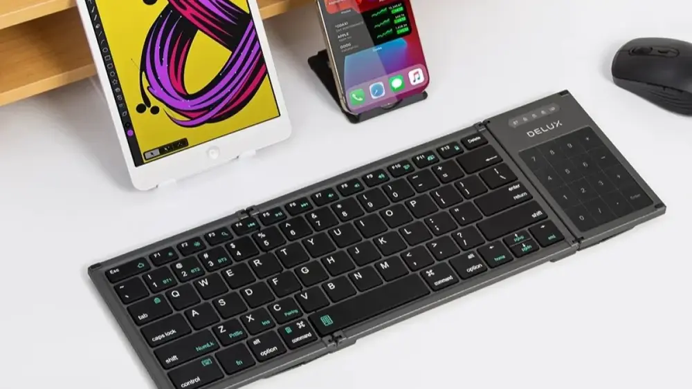 Teclado dobrável com touchpad: compacto e prático por R$ 95