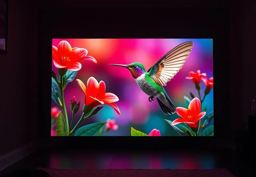 Teste IPTV 4K com HDR mostrando cena vívida de natureza em TV de alta resolução