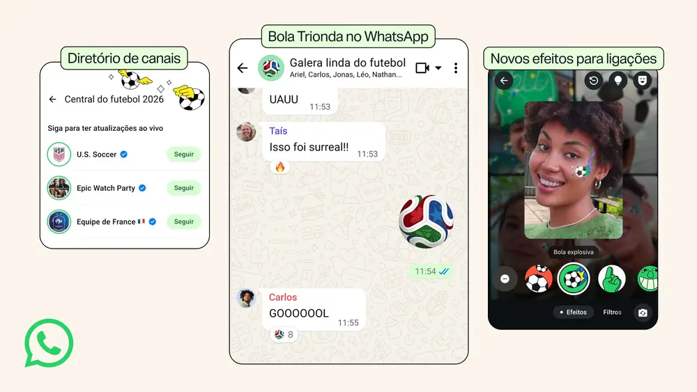 WhatsApp ganha emoji da Copa e Status de Canal